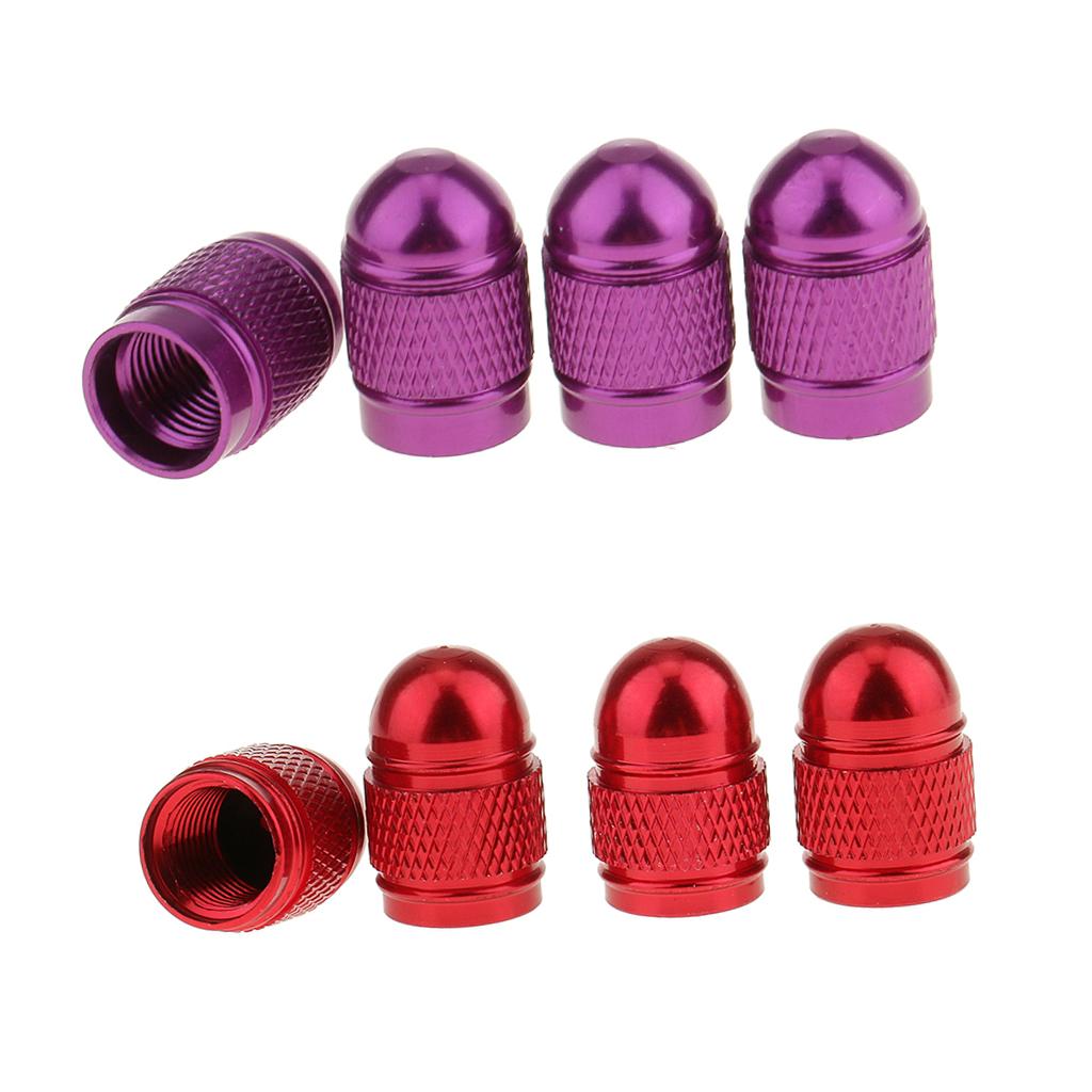 8 Pieces Red Purple Aluminum Tire Valve Stem Air Port Cover Cap