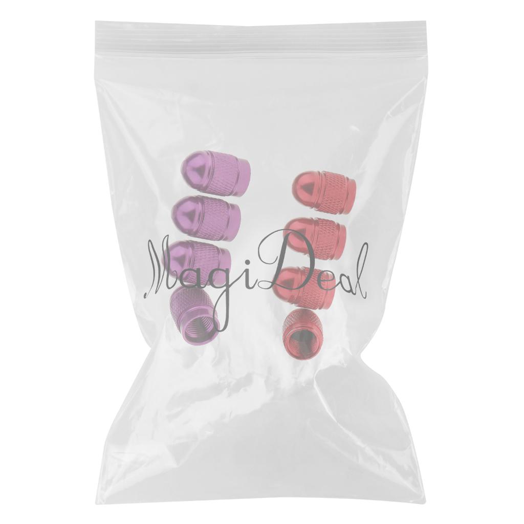 8 Pieces Red Purple Aluminum Tire Valve Stem Air Port Cover Cap