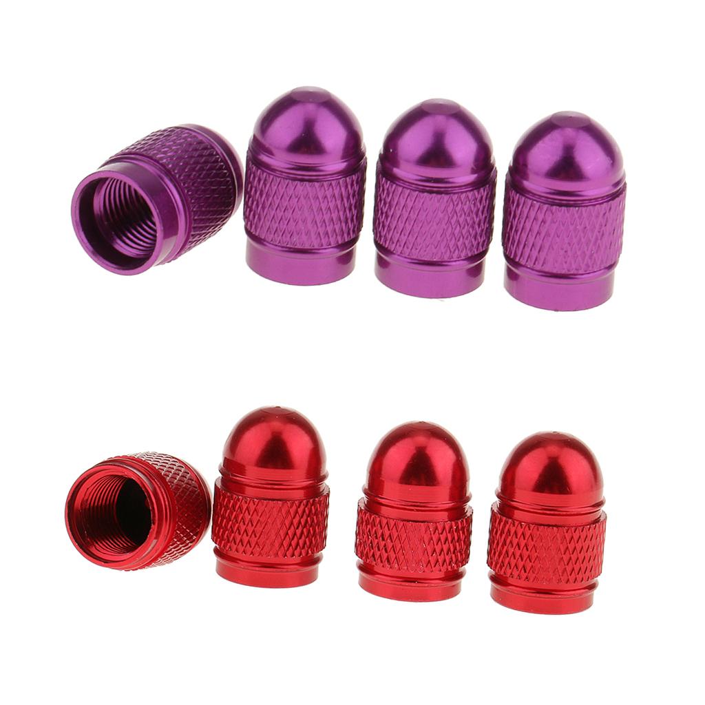 8 Pieces Red Purple Aluminum Tire Valve Stem Air Port Cover Cap