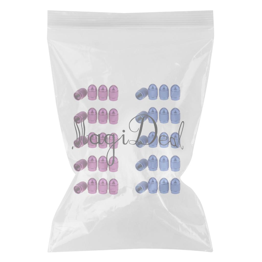 40 Pieces Blue Purple Aluminum Tire Valve Stem Air Port Cover Cap
