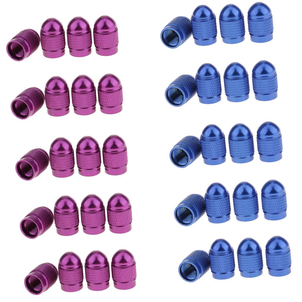 40 Pieces Blue Purple Aluminum Tire Valve Stem Air Port Cover Cap