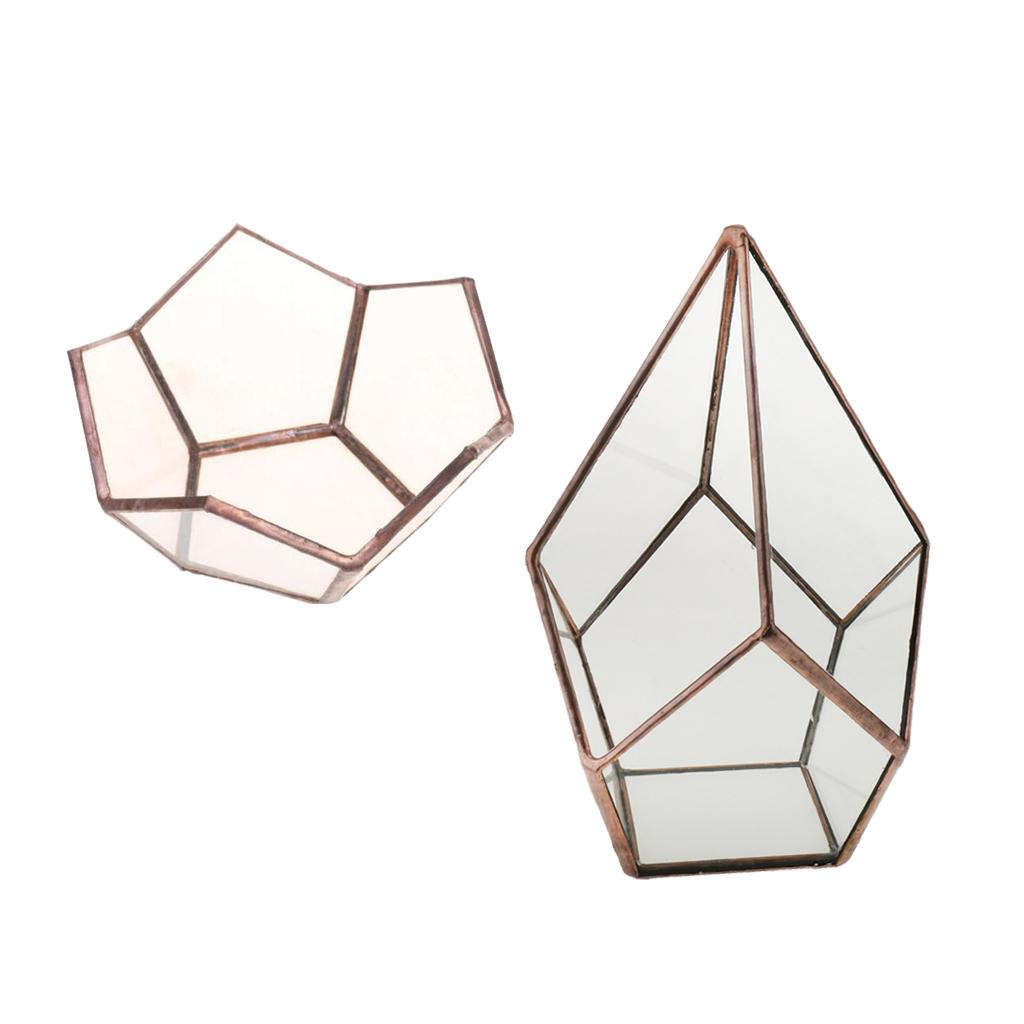 2 Pieces Air Planter Succulent Diamond Glass Geometric Terrarium Home Decor