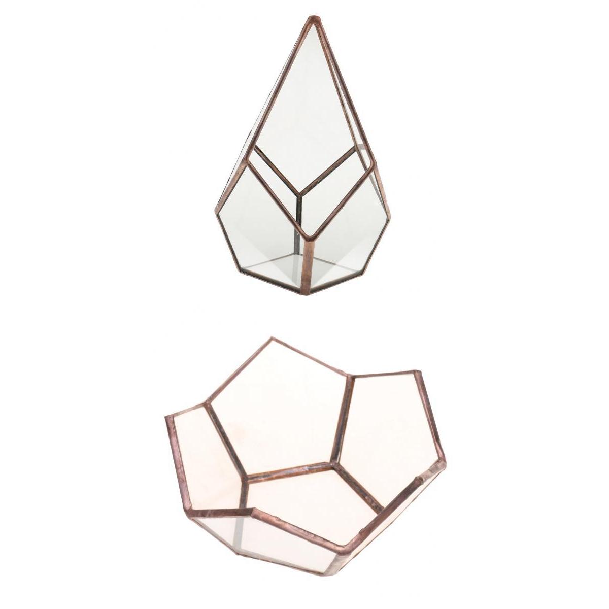 2 Pieces Air Planter Succulent Diamond Glass Geometric Terrarium Home Decor