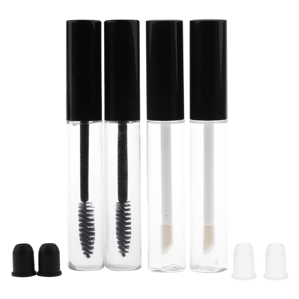 4Pieces 10ml Empty Mascara Eyelash Growth Lip Gloss Bottle Liquid Tube Clear