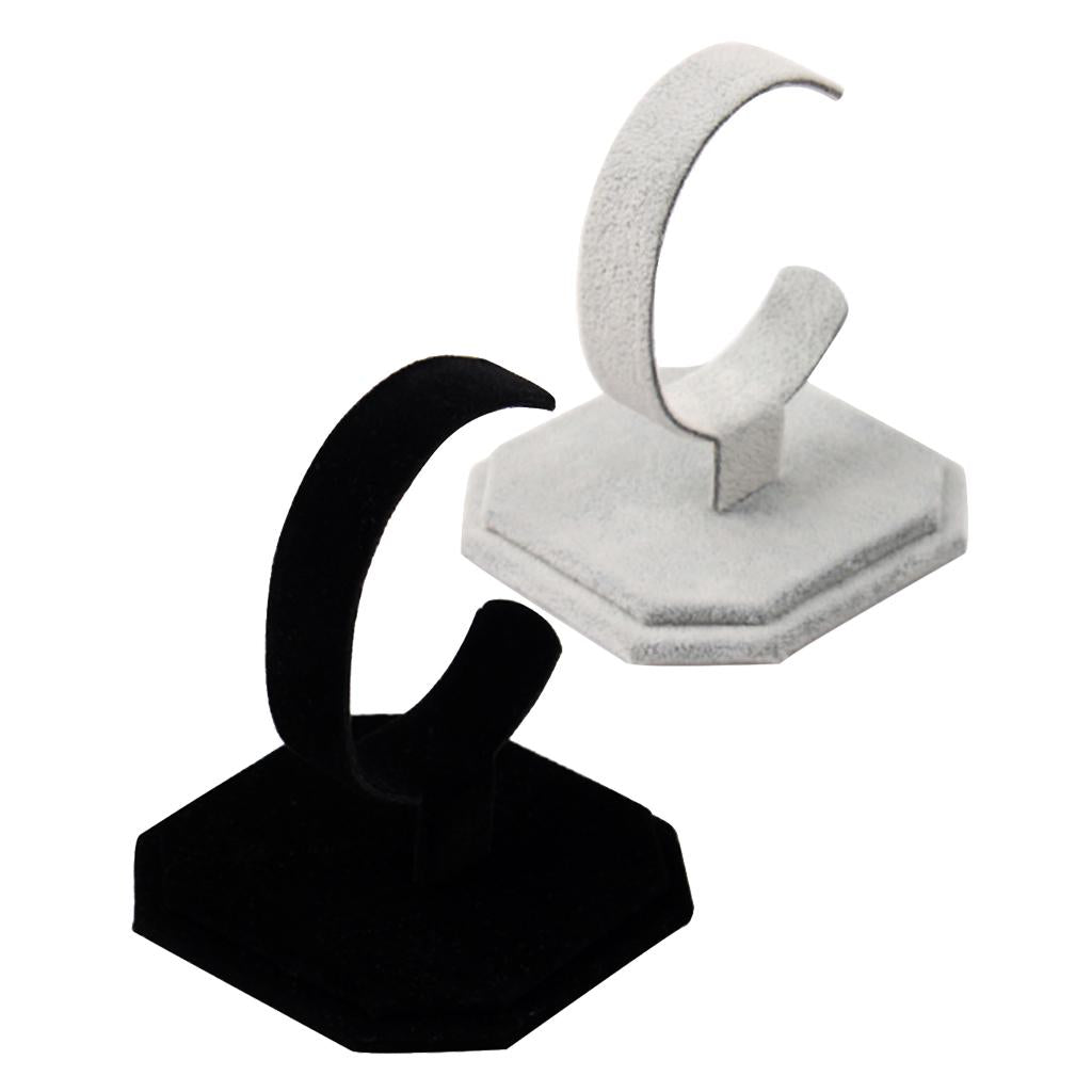2Pcs C Type Bracelet Display Rack Velvet Bangle Brace Watch Stand Holder