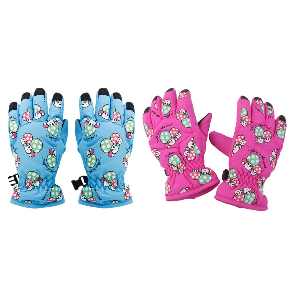 2 Pairs Anti-slip Winter Warm Waterproof Windproof Ski Gloves for Kids