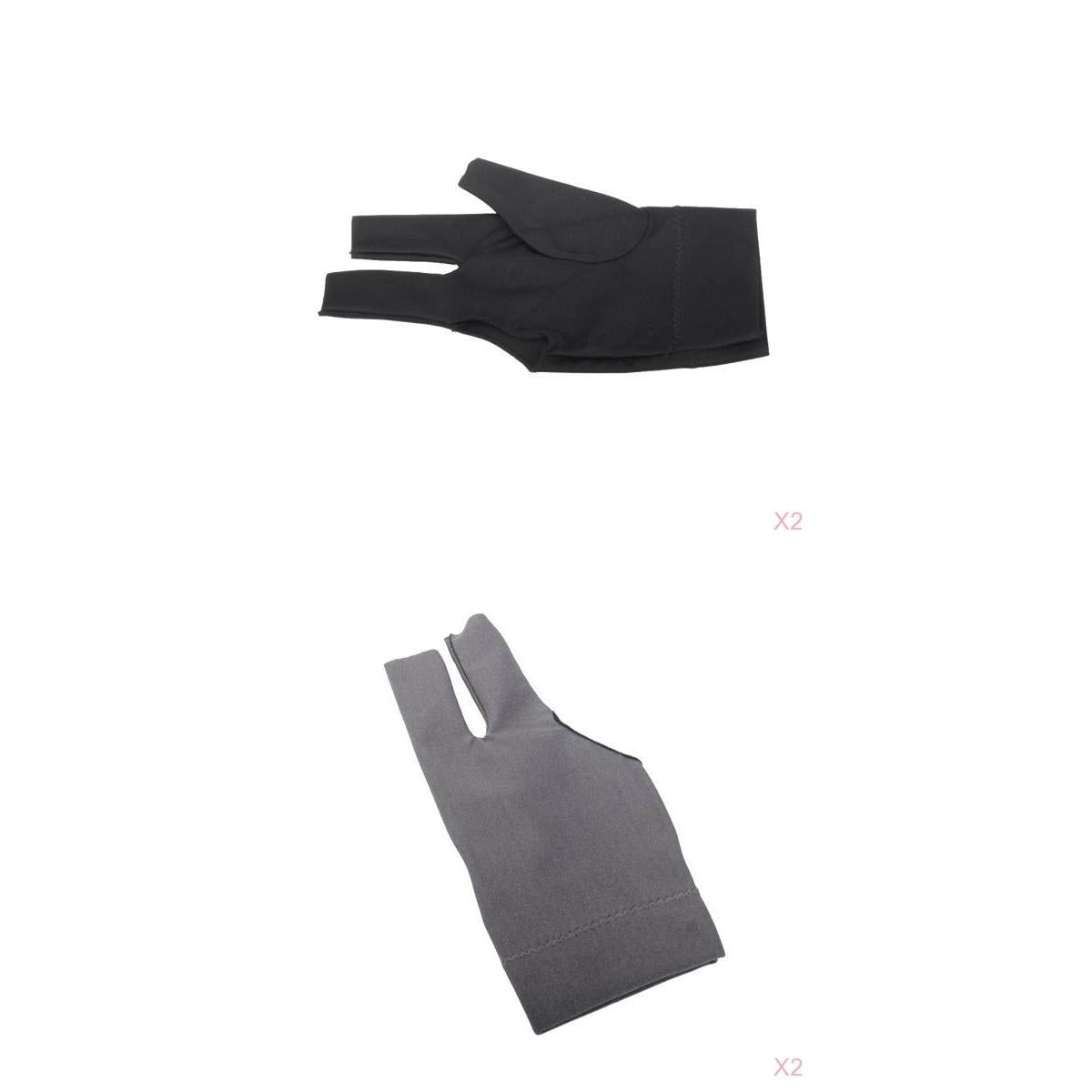 4 Pieces Professional Billiard Left Hand Three Finger Glove Black & Grey