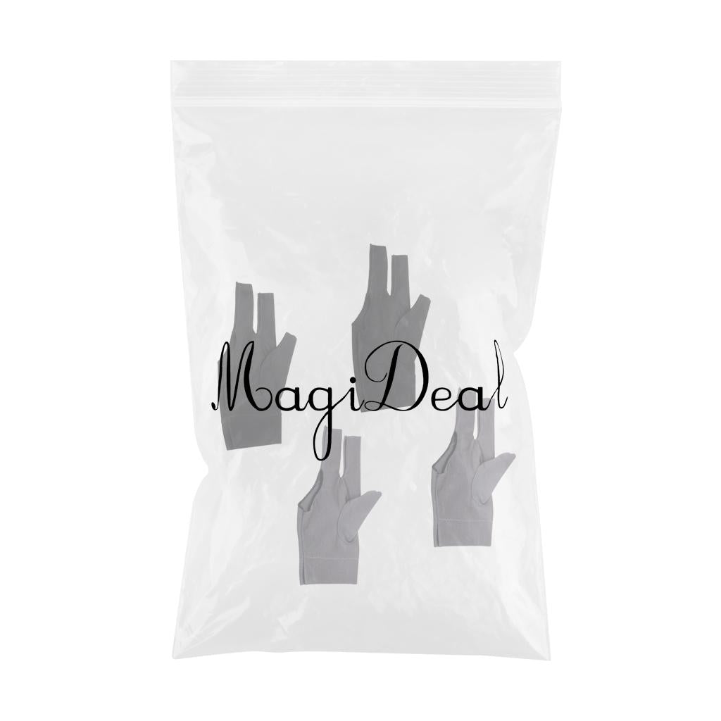 4 Pieces Professional Billiard Left Hand Three Finger Glove Black & Grey