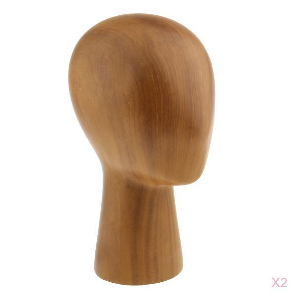 2 Pieces Wood Mannequin Manikin Head Model Hair Wigs Caps Hat Display Stand