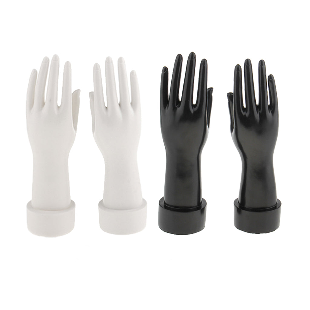 2 Pairs Female Mannequin Hand for Jewelry Bracelet Glove Display Black White