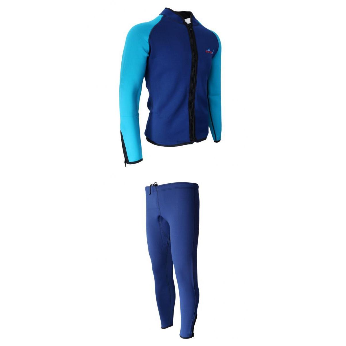 2mm Neoprene Wetsuit Jacket & Pants Scuba Diving Surfing Suits XL Navy Blue