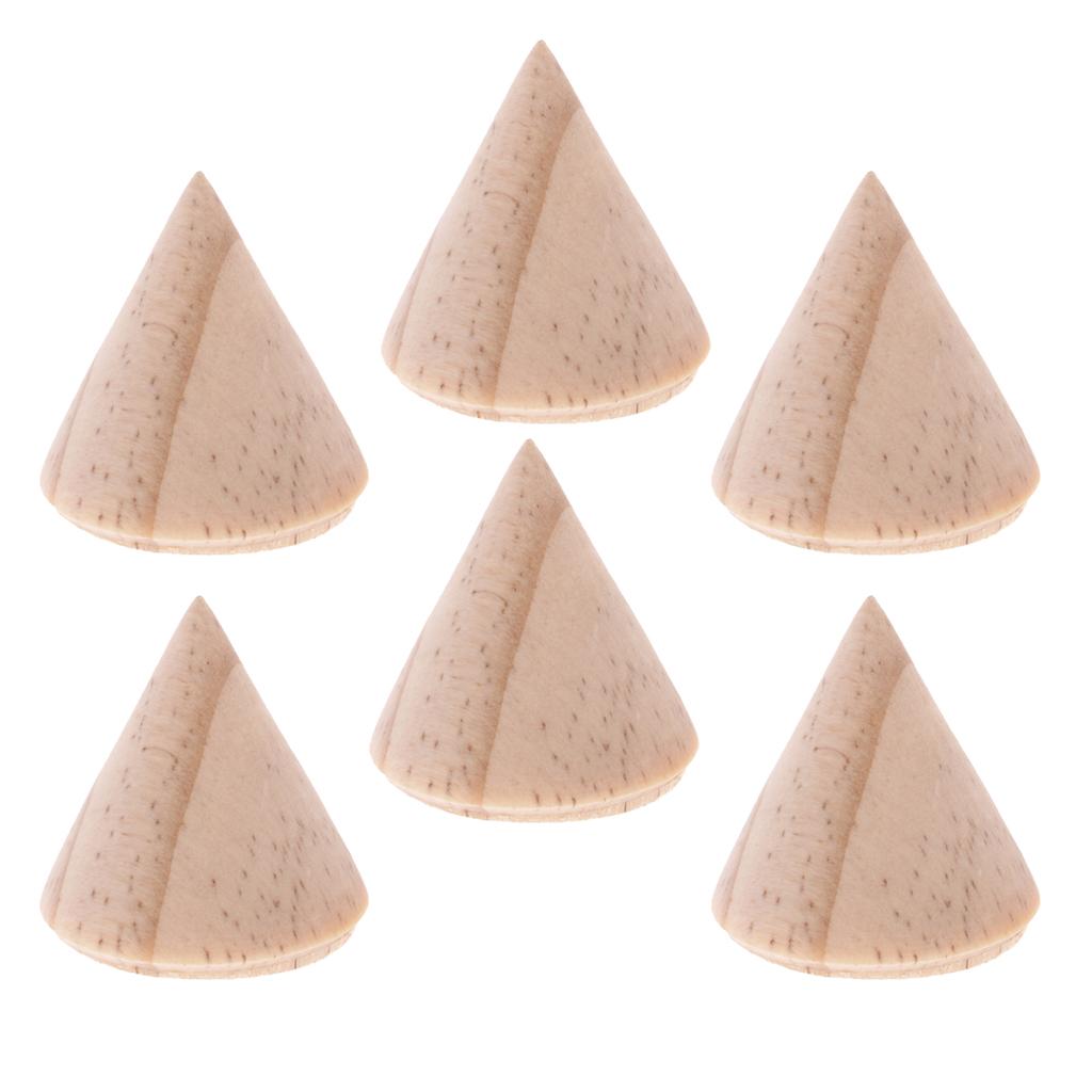 6 Pieces Unpainted Plain Cone Wooden Ring Jewelry Display Organizer Rack