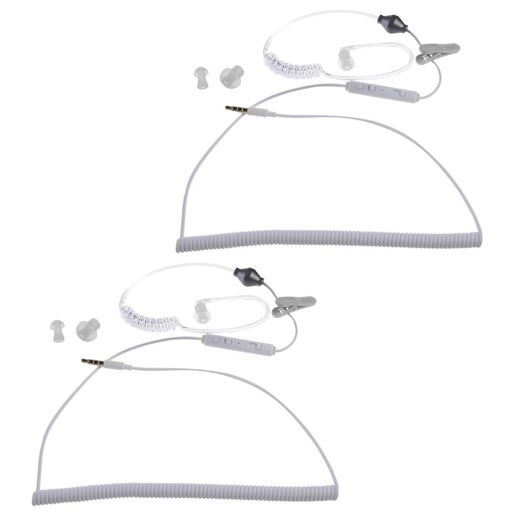 2 Pieces 3.5mm Air Tube Curly Wired Earphone Anti-radiation Headsets & Mic