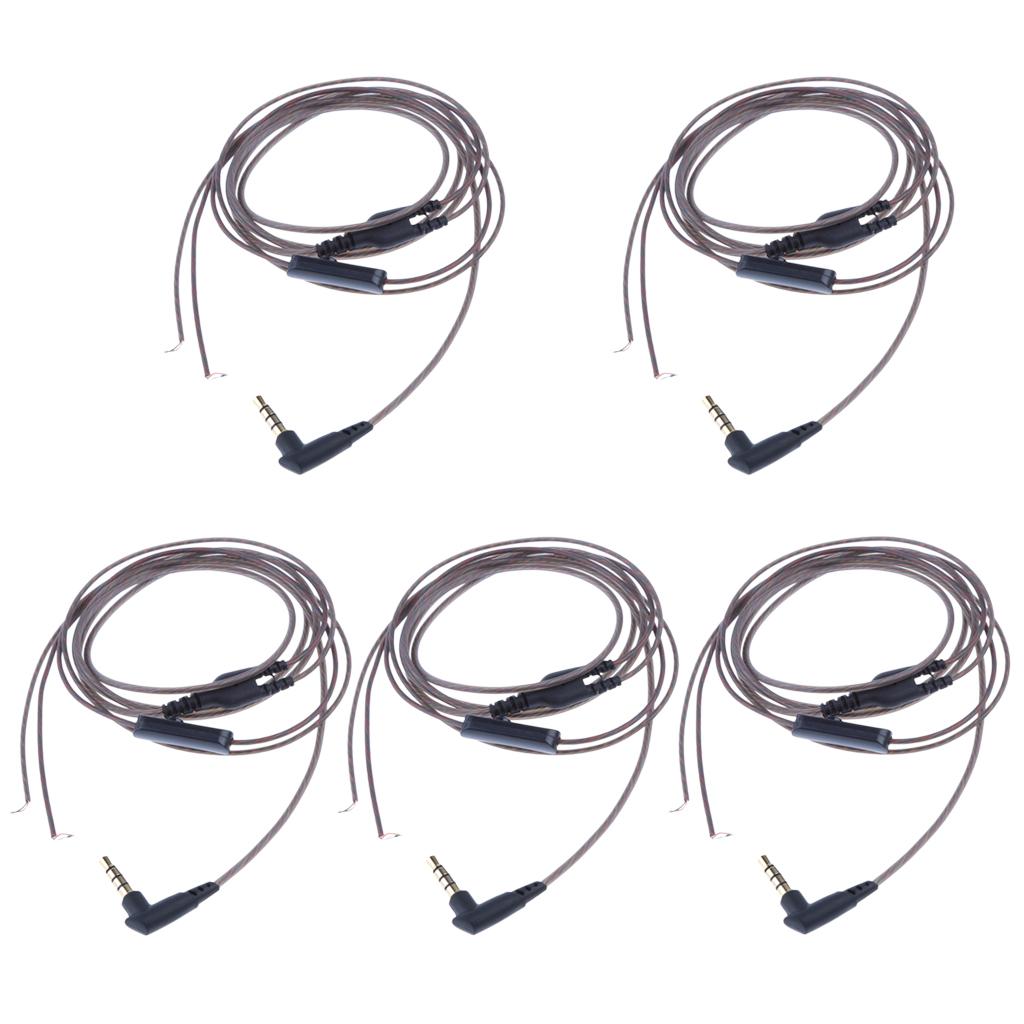5Pieces 3.5mm Earphone Audio Cable with Mic Repair Headphone Wire Semi-Clear
