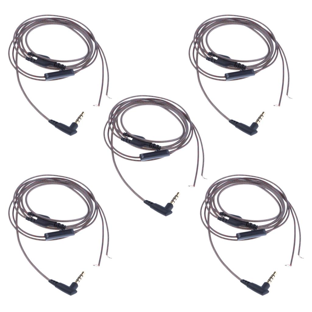 5Pieces 3.5mm Earphone Audio Cable with Mic Repair Headphone Wire Semi-Clear