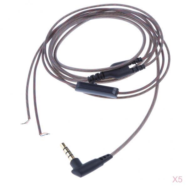5Pieces 3.5mm Earphone Audio Cable with Mic Repair Headphone Wire Semi-Clear