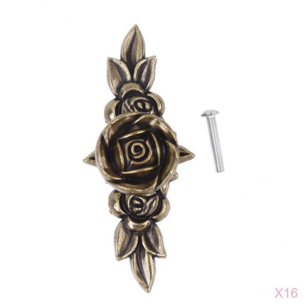 16 Pieces Vintage Retro Style Pulls Rose Furniture Hardware for Cabinet Door