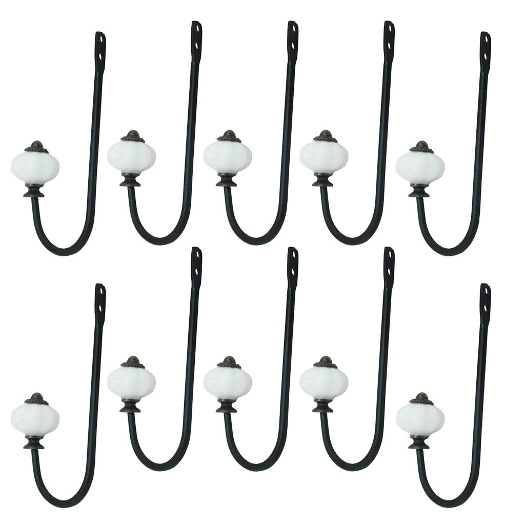 10 Pieces European Style Ceramic Head Door Wall Hooks Holder Towel Hanger