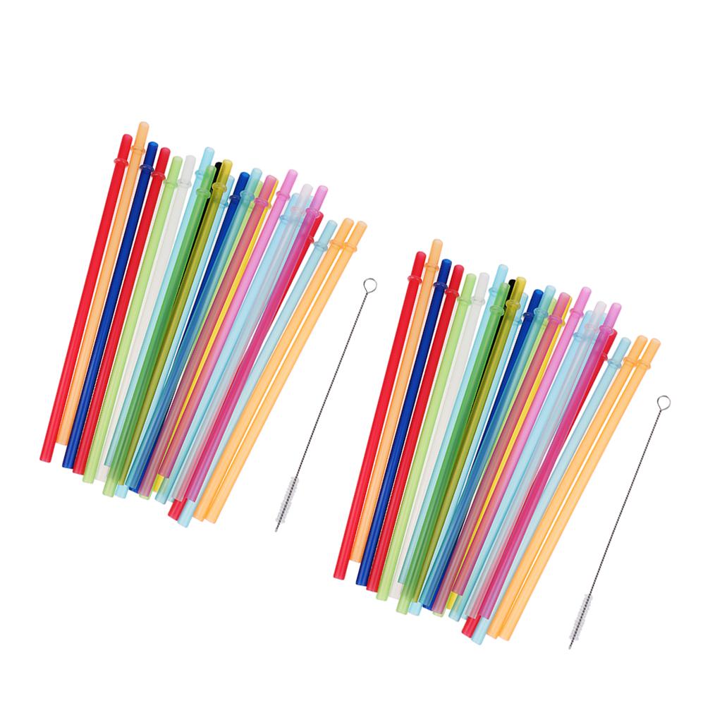 50x Colorful Reusable Hard Drinking Jar Straws +2x Cleaning Brush Home Party