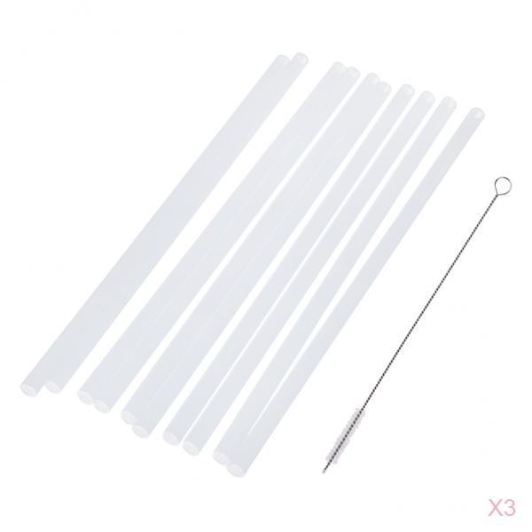 30x Reusable Hard Drinking Straws + 3x Cleaning Brush Birthday Party Decor