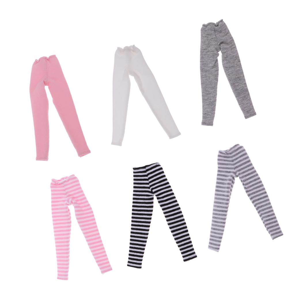 6 Pieces Striped Leggings Long Socks Pants Dress Up for 12 Blythe BJD Doll"
