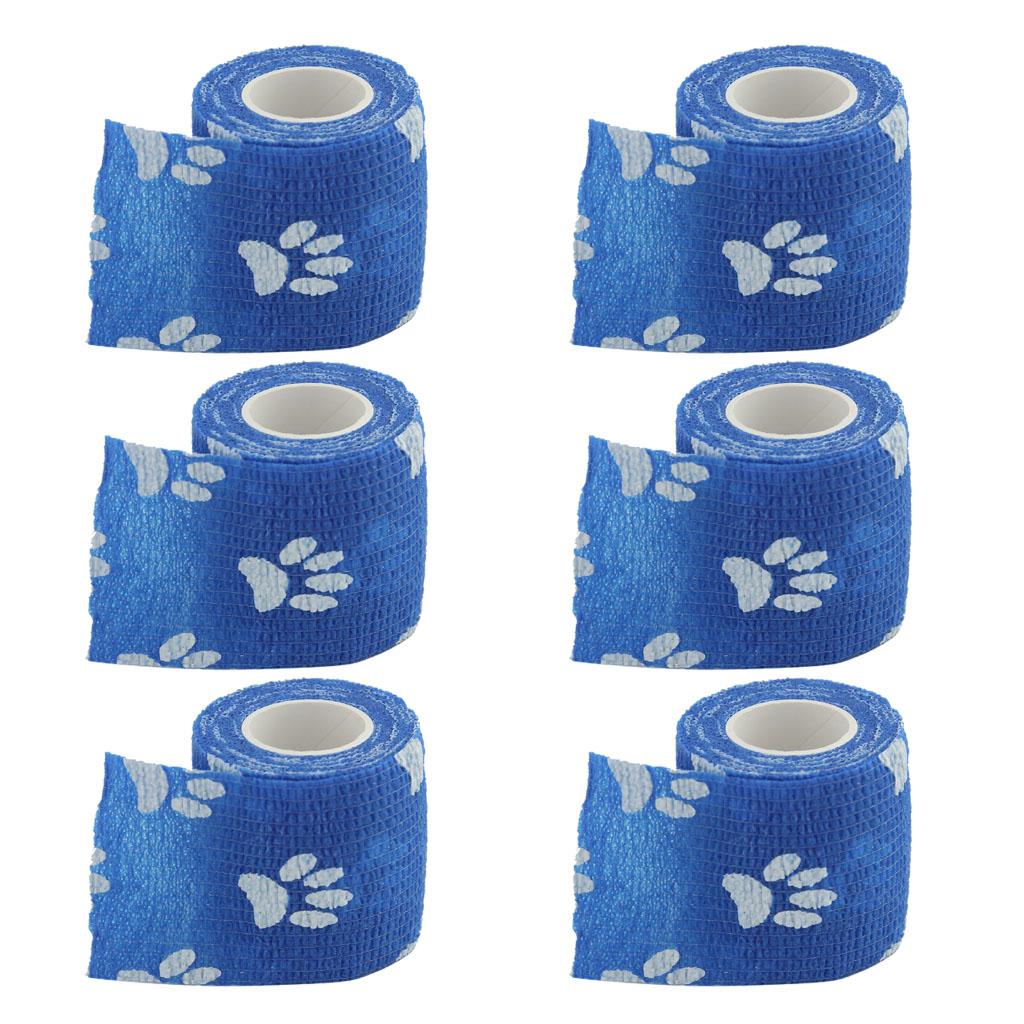 6 Pcs Cat Dog Pet Cohesive Bandage Gauze Tape Care Wrap Claws Print