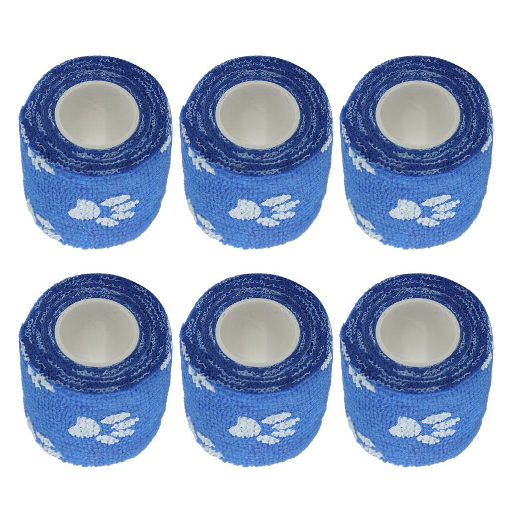 6 Pcs Cat Dog Pet Cohesive Bandage Gauze Tape Care Wrap Claws Print