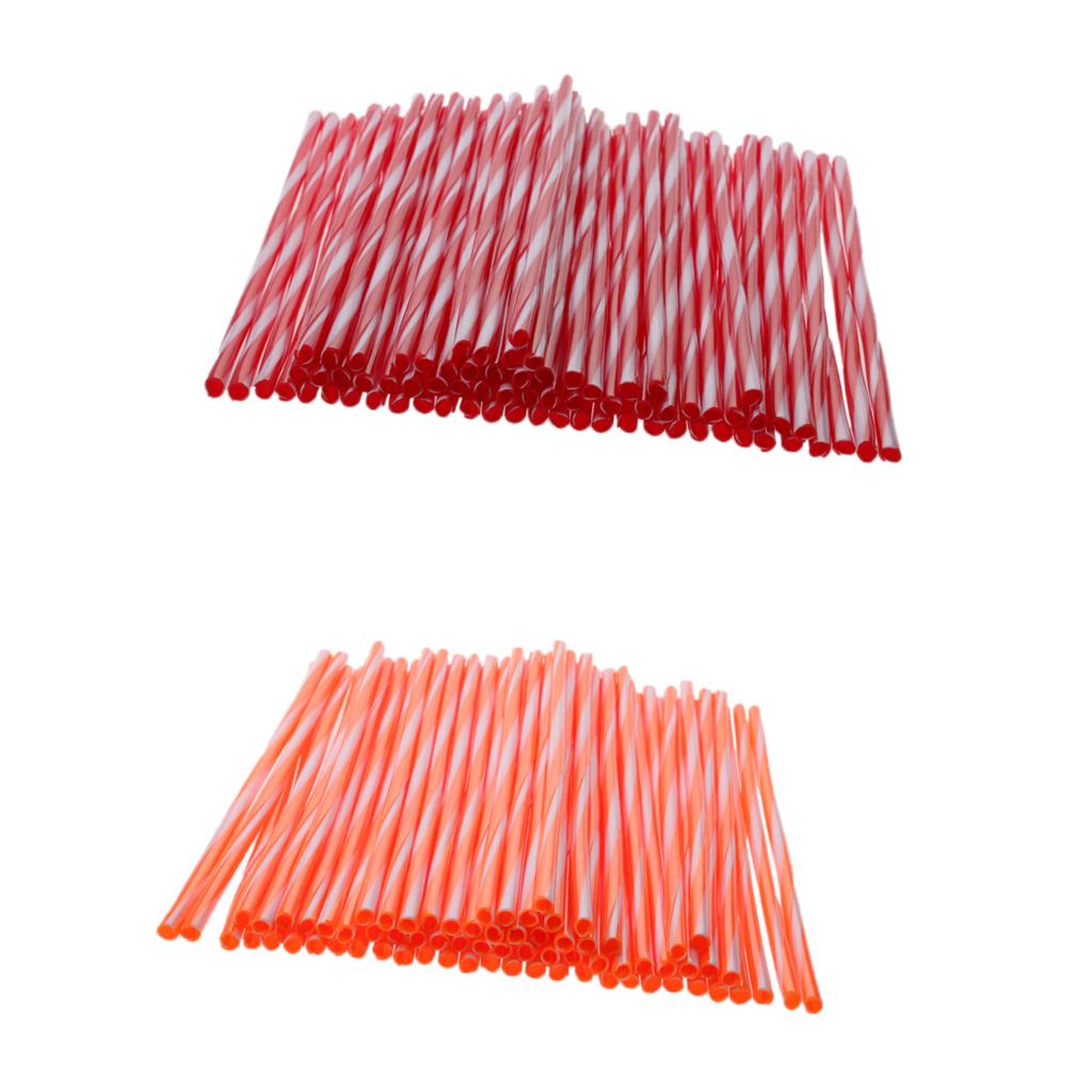 150Pcs 24cm Motocycle Wheel Rim Spoke Wraps Skins Cover Red and Orange