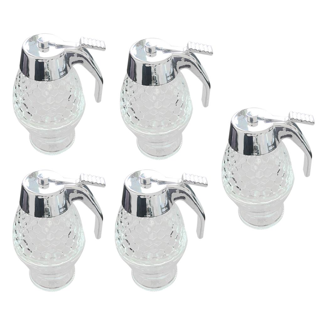 5x200ml Honey Syrup Dispenser Jar Holds Cup Container Kitchen Storage