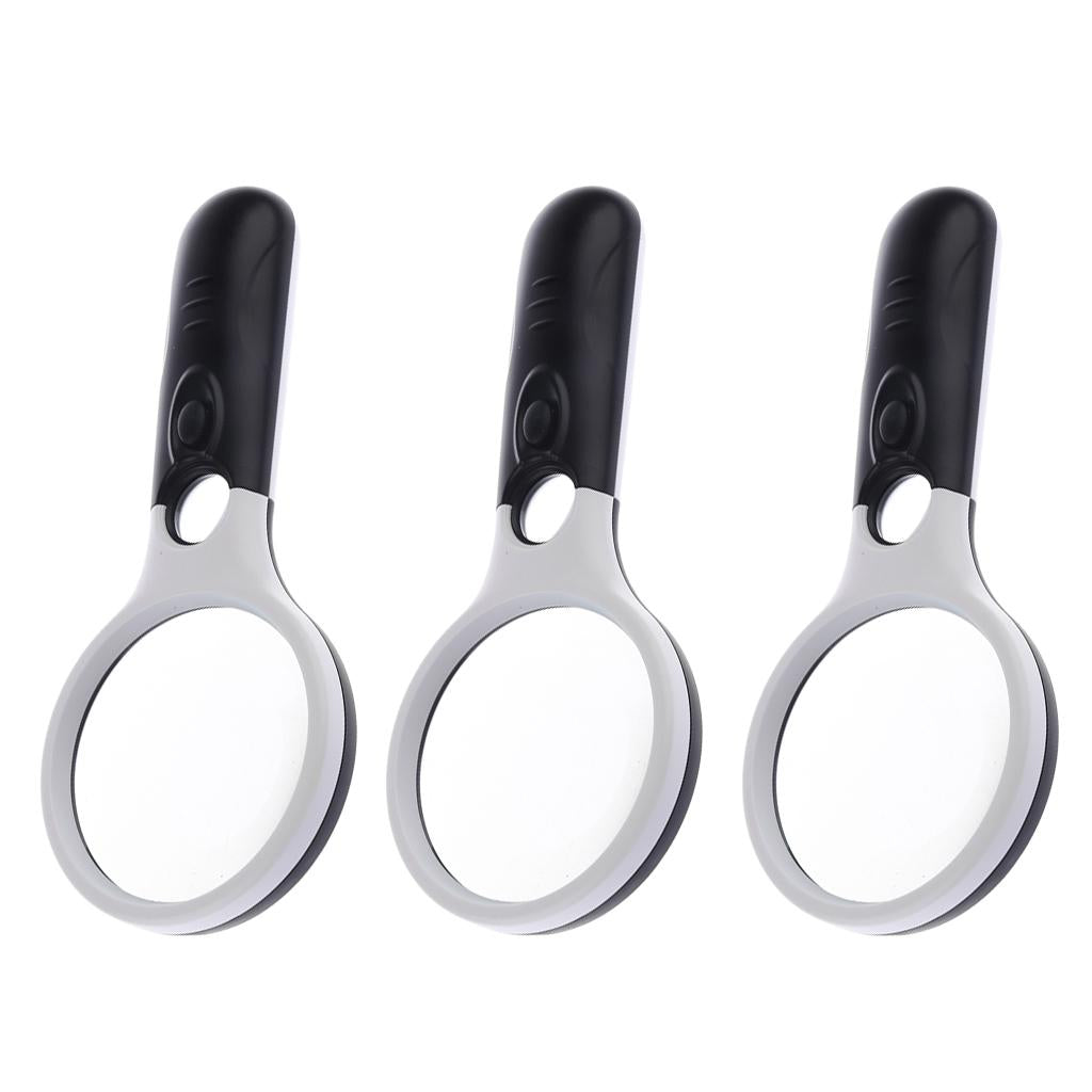 3 pieces Handheld 3X 45X Magnifier Magnifying Glass Jewelry Loupe