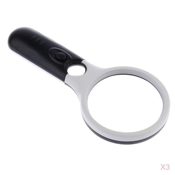 3 pieces Handheld 3X 45X Magnifier Magnifying Glass Jewelry Loupe