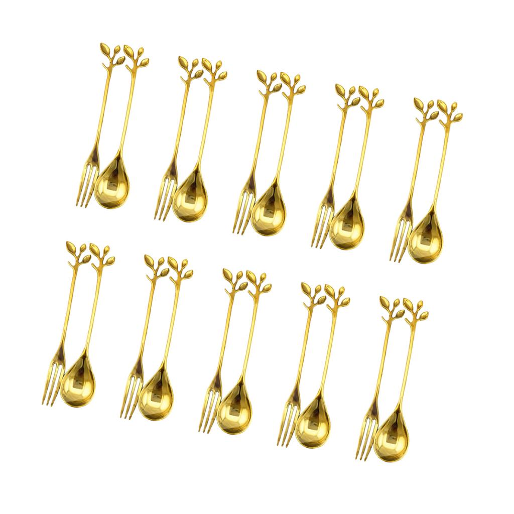 10 piece Polished Spoon & Fork Cutlery Set for Kitchen Dining Bar Hotel Cafe