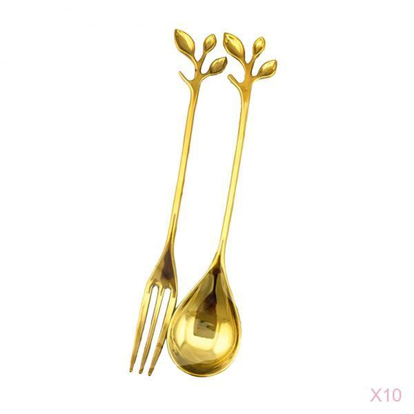 10 piece Polished Spoon & Fork Cutlery Set for Kitchen Dining Bar Hotel Cafe