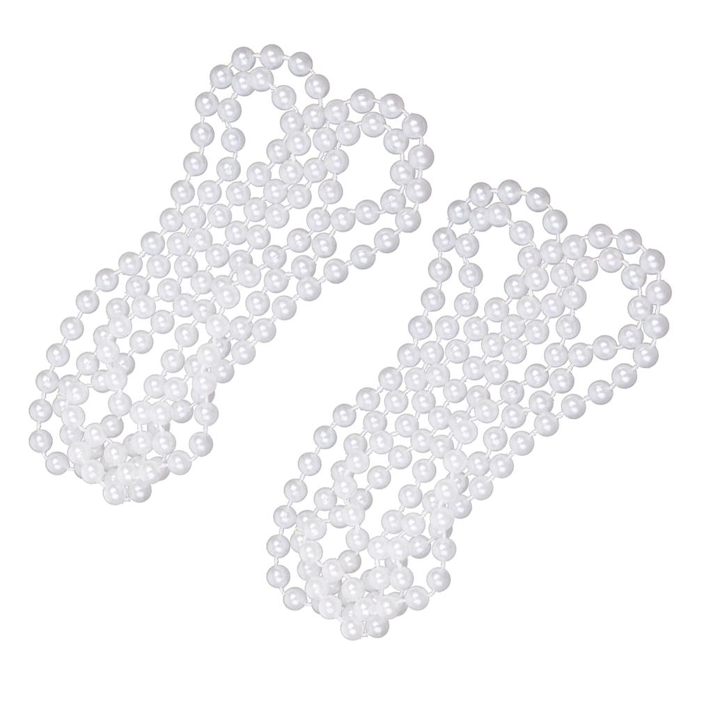 2pcs Women 7mm White Pearl Long Sweater Necklace Party Accessory