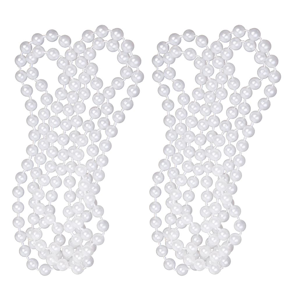 2pcs Women 7mm White Pearl Long Sweater Necklace Party Accessory