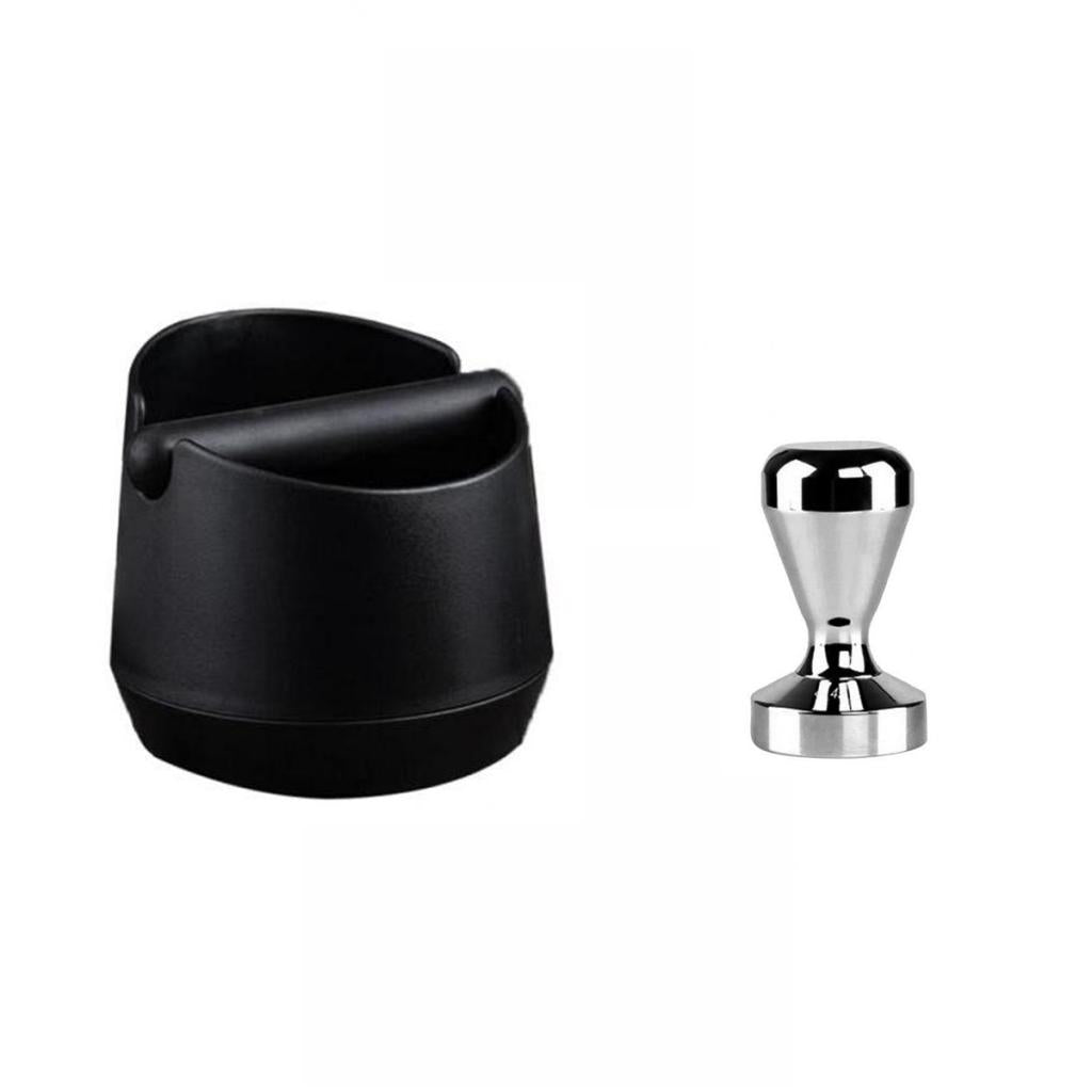 Black Coffee Knock Box Handled Bucket Espresso Grinds Waste Bin with Tamper