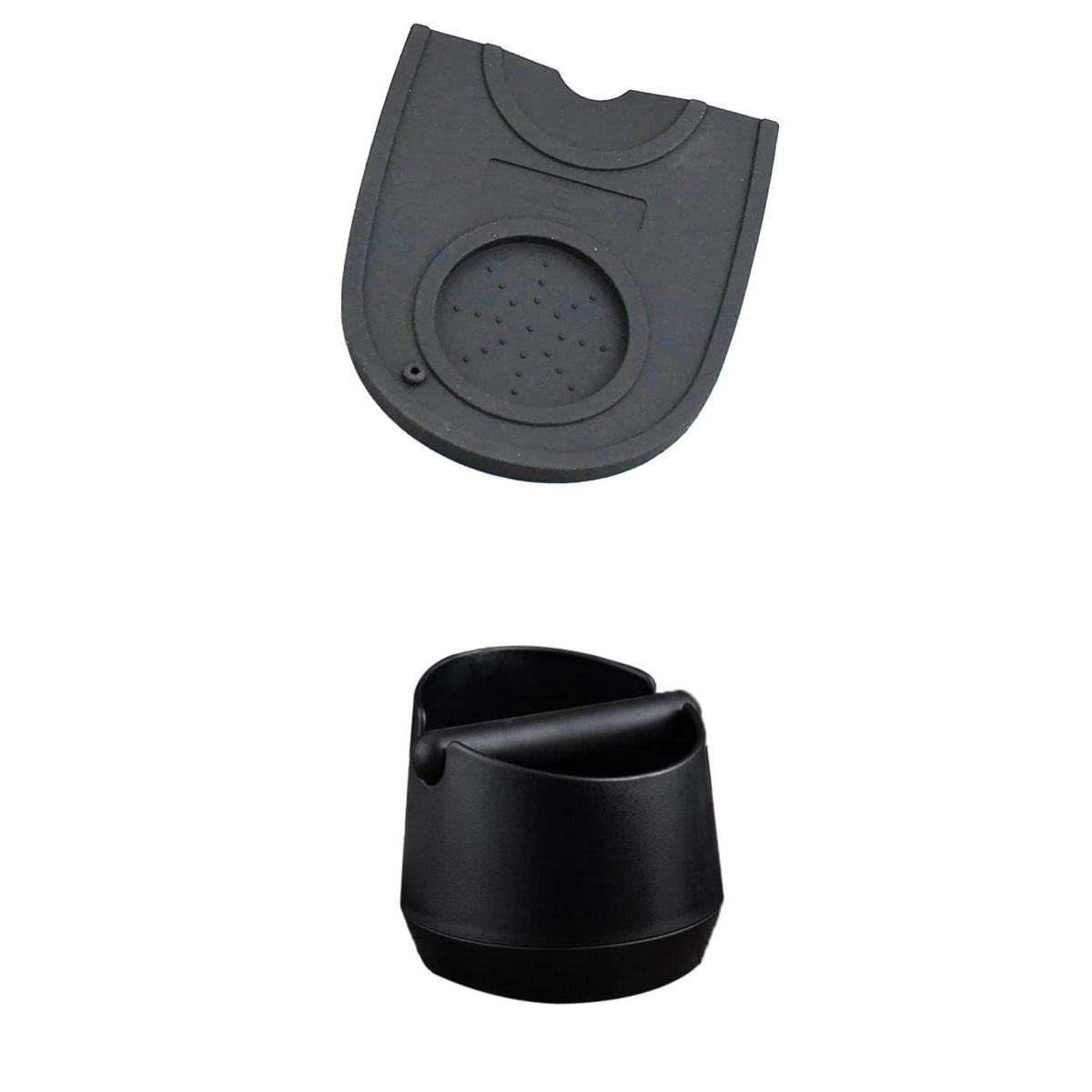 Black Coffee Knock Box with Handle Bucket Grinds Waste Bin with Tamper Mat