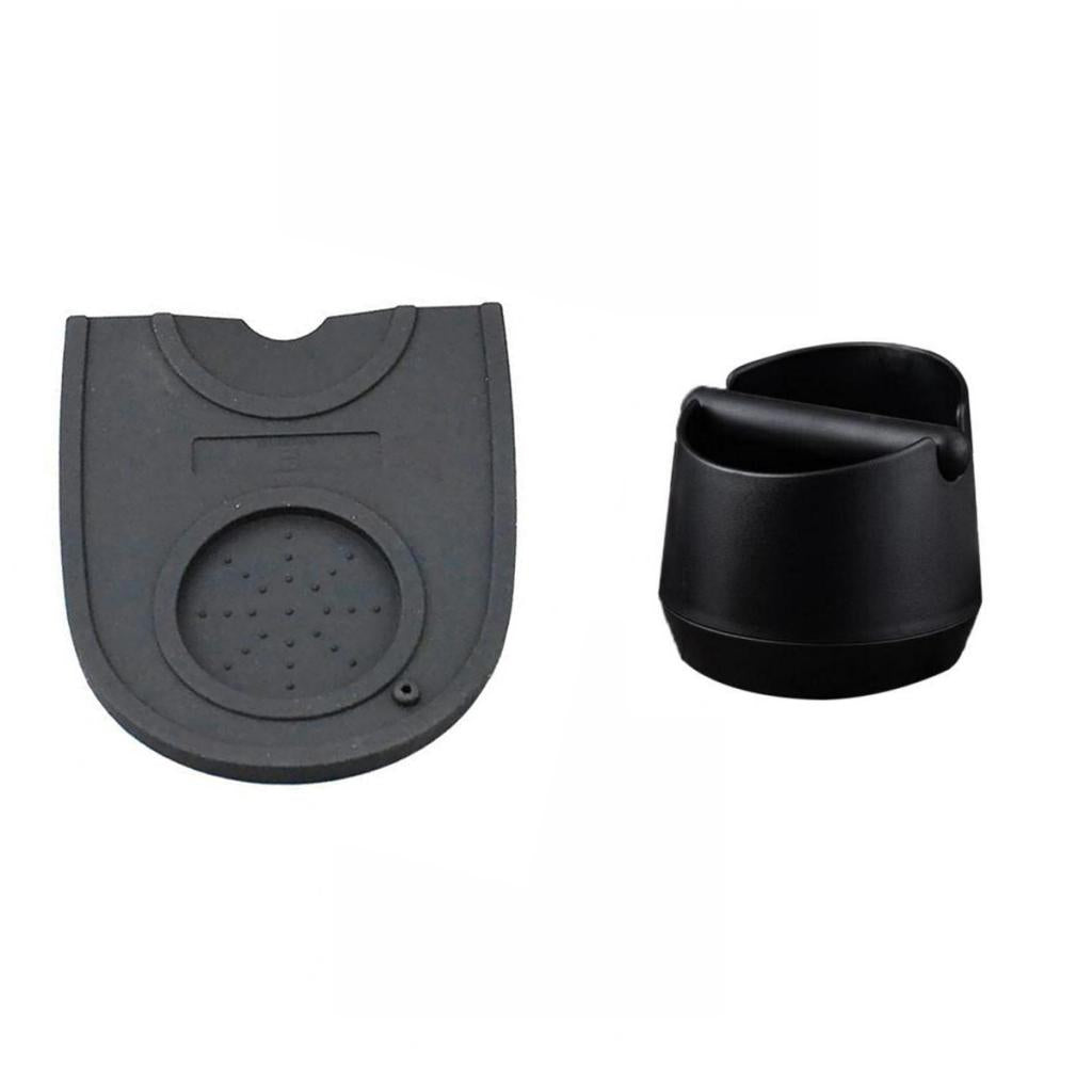 Black Coffee Knock Box with Handle Bucket Grinds Waste Bin with Tamper Mat