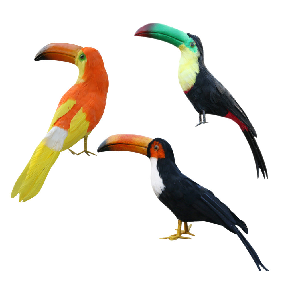 3Pieces Small Artificial Bird Feathered Realistic Garden Home Decor Ornament
