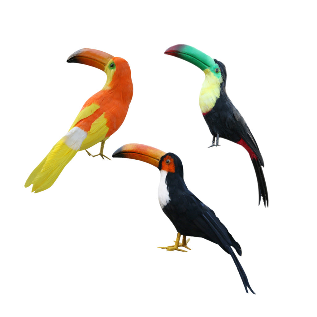 3Pieces Small Artificial Bird Feathered Realistic Garden Home Decor Ornament