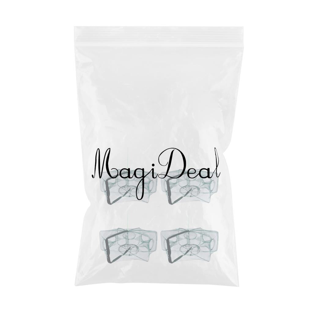 4 Foldable Fishing Crab Net Trap Cast Dip Cage Fish Prawn Shrimp Net 6 Holes