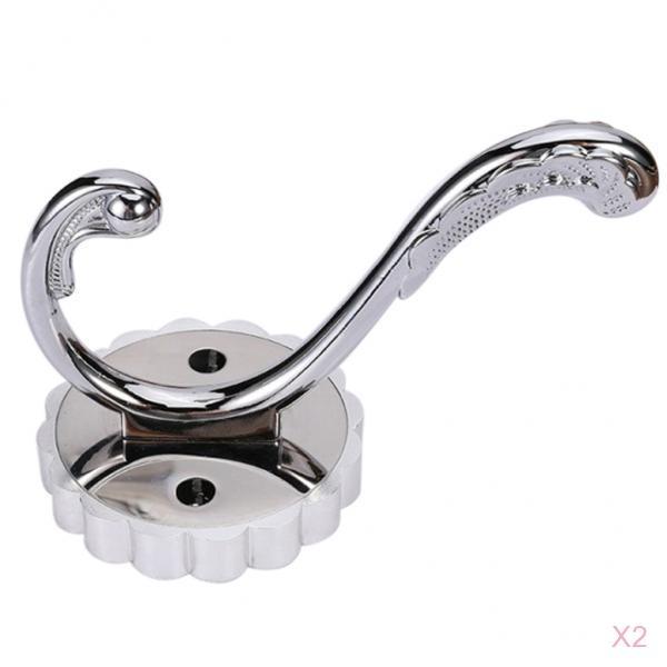 2pcs Single Coat Hat Hook Wall Mounted Hook Wardrobe Purse Holder Silver