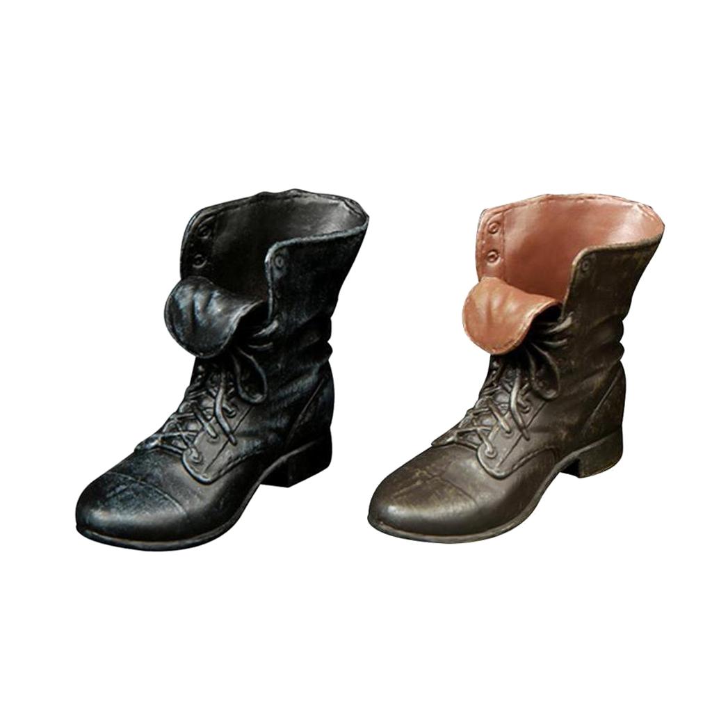 2 Pairs 1/6 Scale Rubber Made Leather Ankle Boots For 12 Male Action Figure"