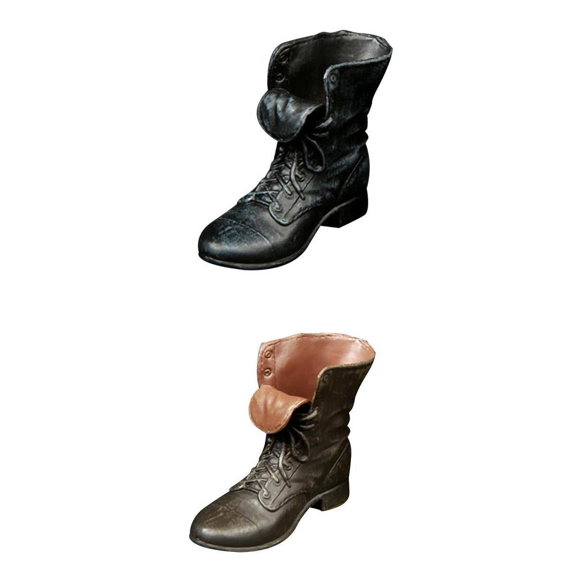 2 Pairs 1/6 Scale Rubber Made Leather Ankle Boots For 12 Male Action Figure"