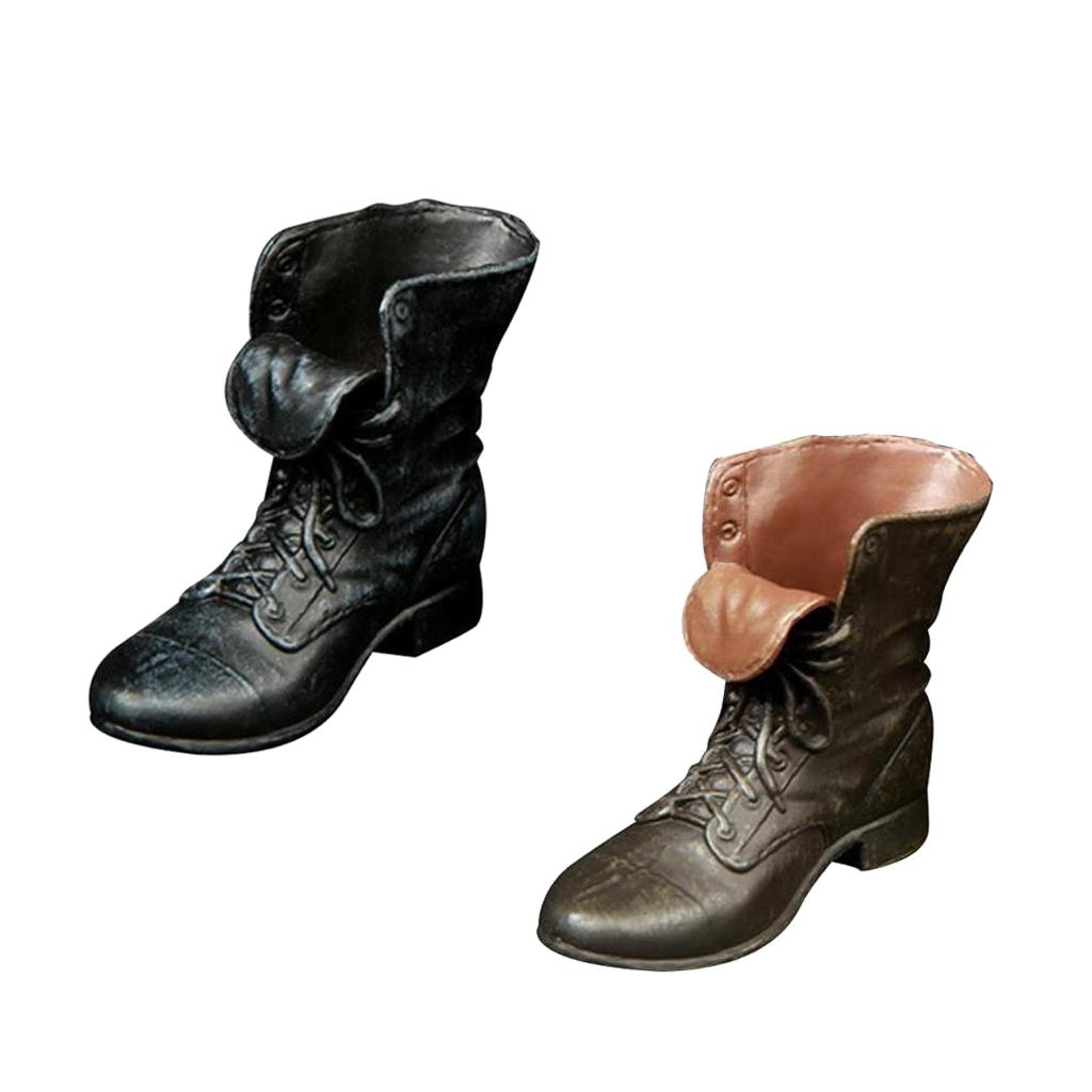 2 Pairs 1/6 Scale Rubber Made Leather Ankle Boots For 12 Male Action Figure"