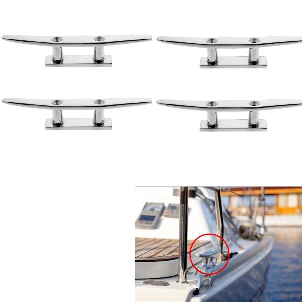 4 Pieces 8 316 Stainless Steel Marine Boat Flat Top Low Cleat Rope Tie"