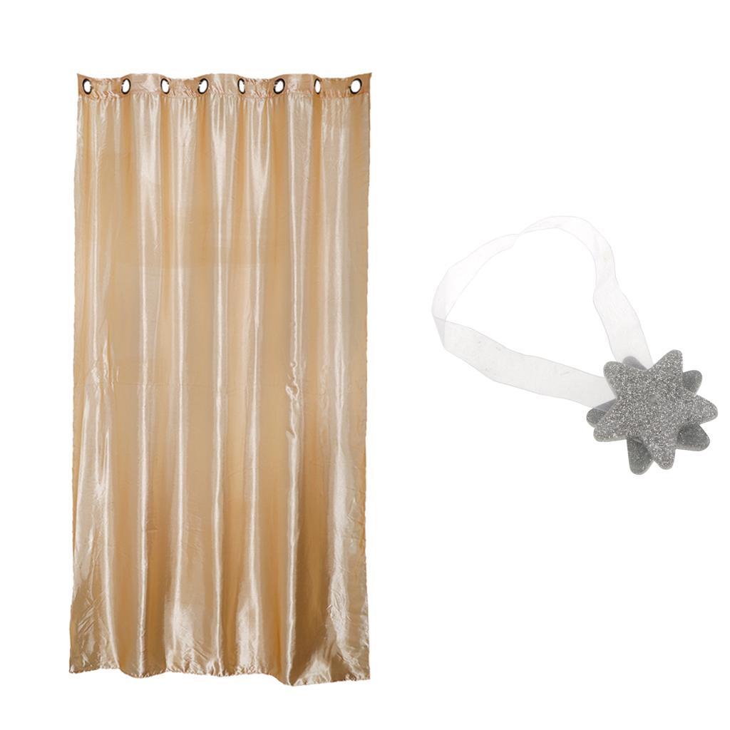Blackout Curtain Drape with Magnetic Star Buckle Beige#150x250cm Eyelet