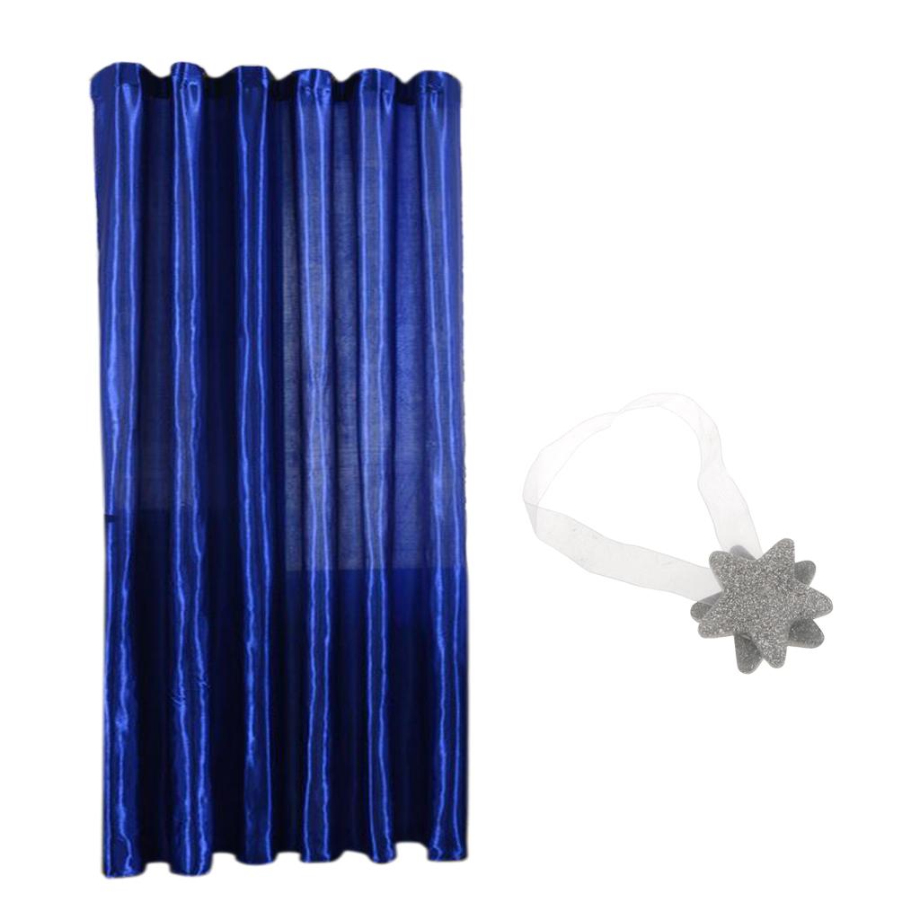 Blackout Curtain Drape with Magnetic Star Buckle Blue# 200x250cm slot top