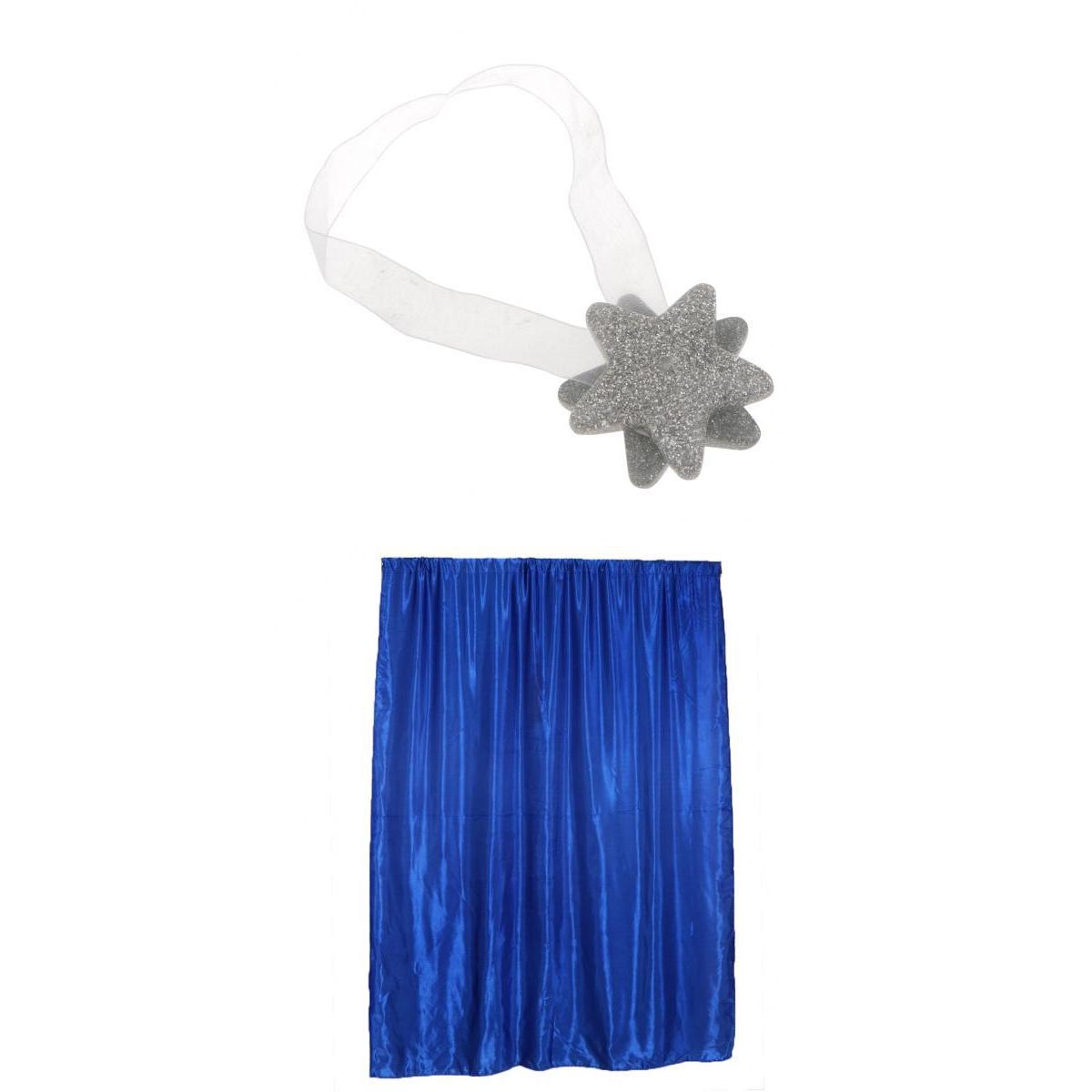 Blackout Curtain Drape with Magnetic Star Buckle Blue# 200x250cm slot top