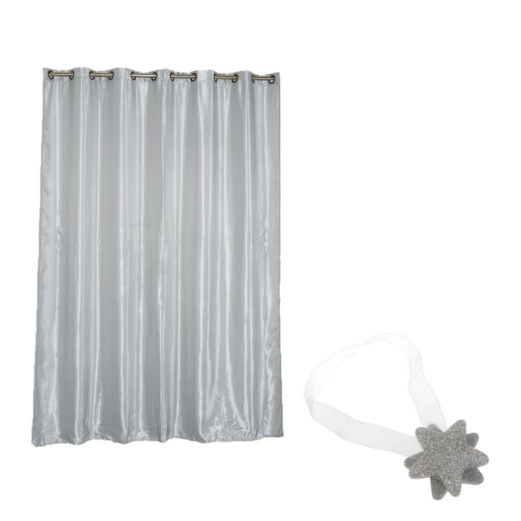 Blackout Curtain Drape with Magnetic Star Buckle Grey#200x250cm Eyelet